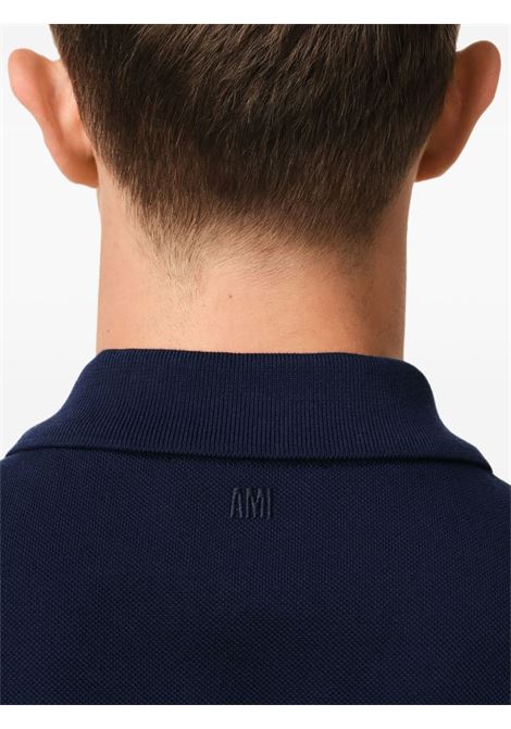 Polo con ricamo in blu Ami paris - uomo AMI PARIS | HPL060760430